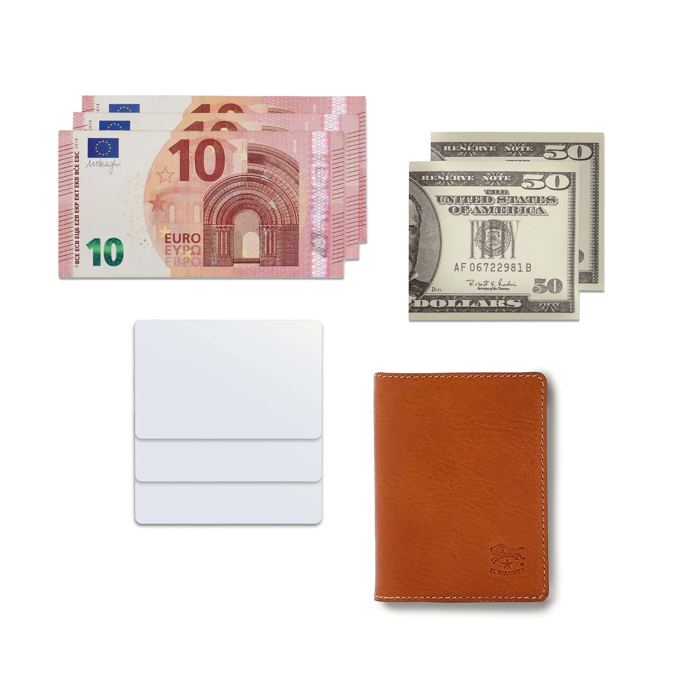 Card case in leather color caramel