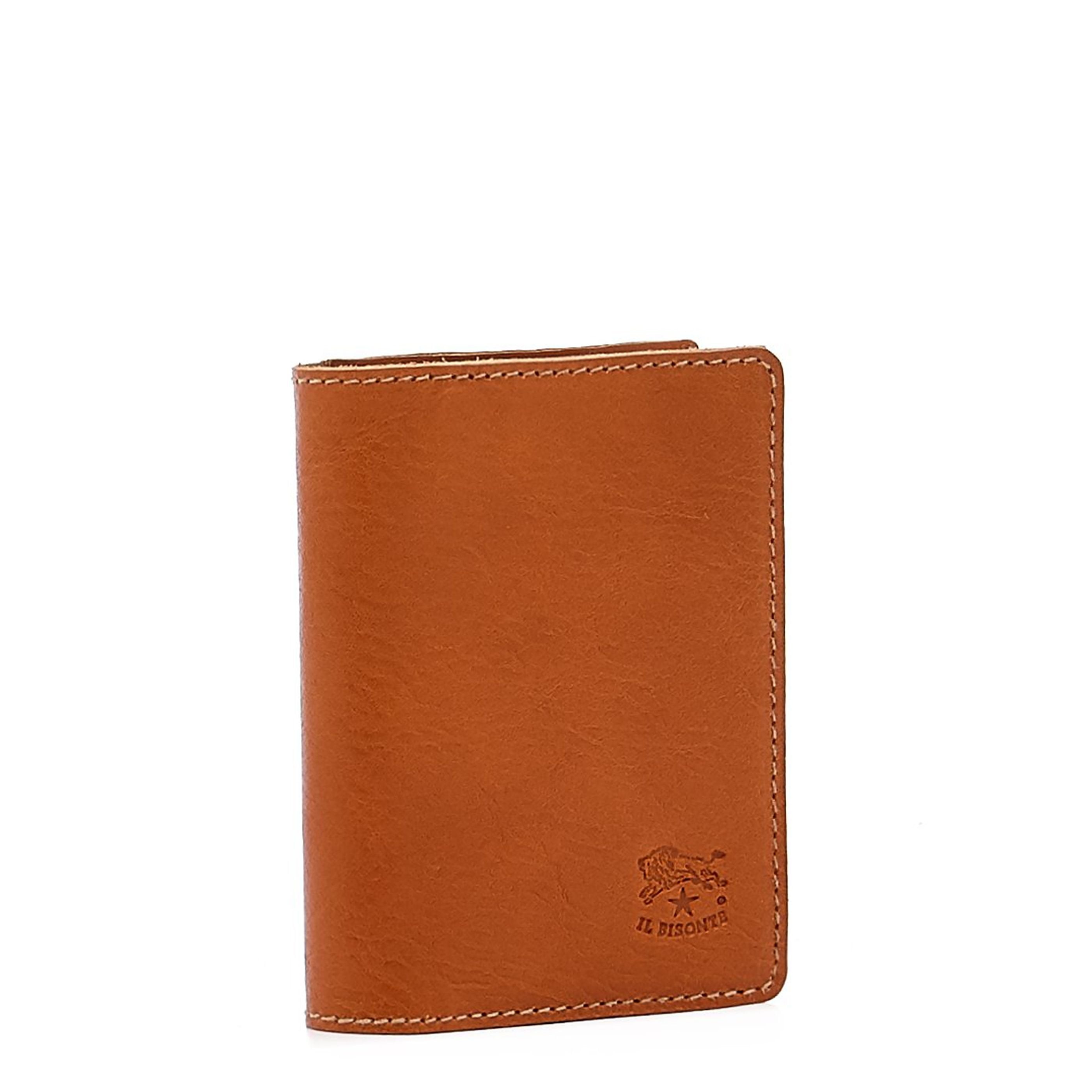 Card case in leather color caramel