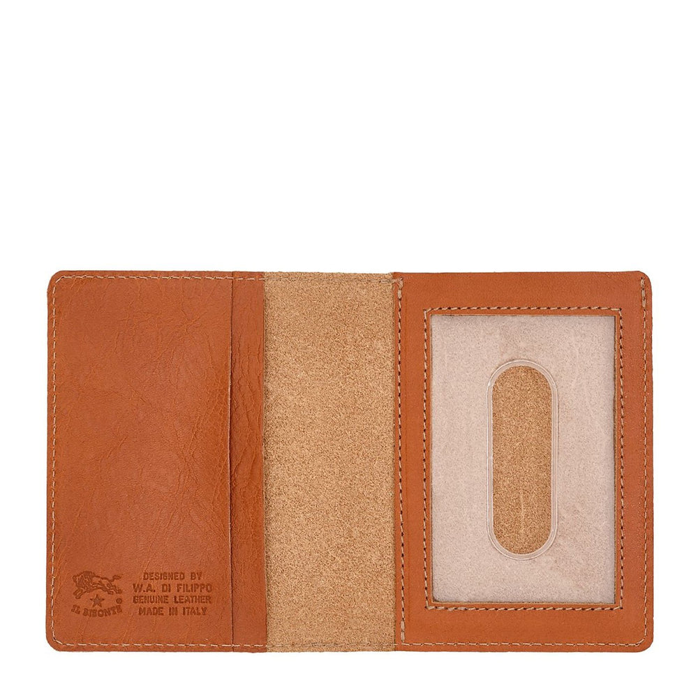 Card case in leather color caramel