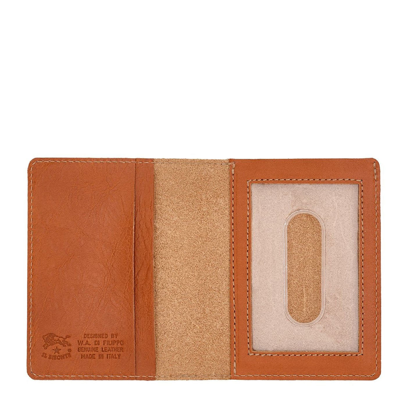 Card case in leather color caramel