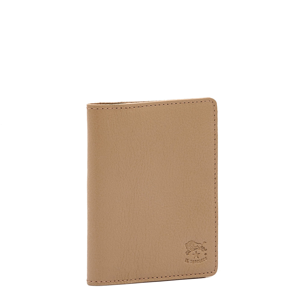 Card case in leather color light grey