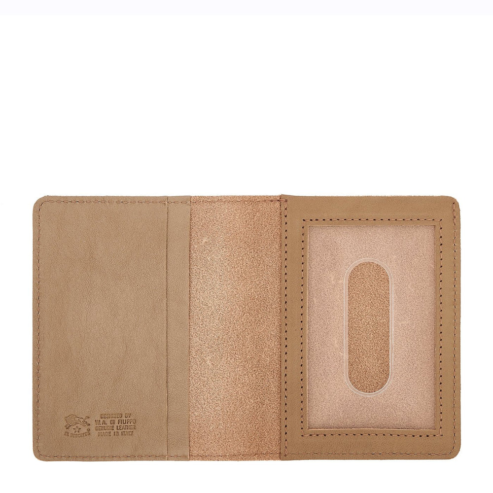 Card case in leather color light grey