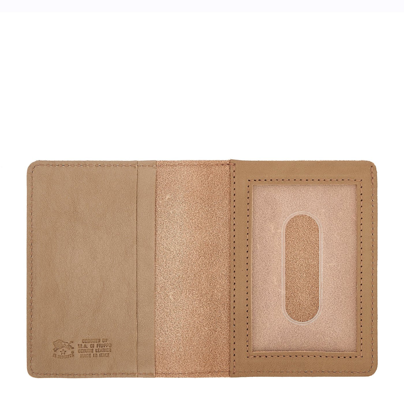 Card case in leather color light grey