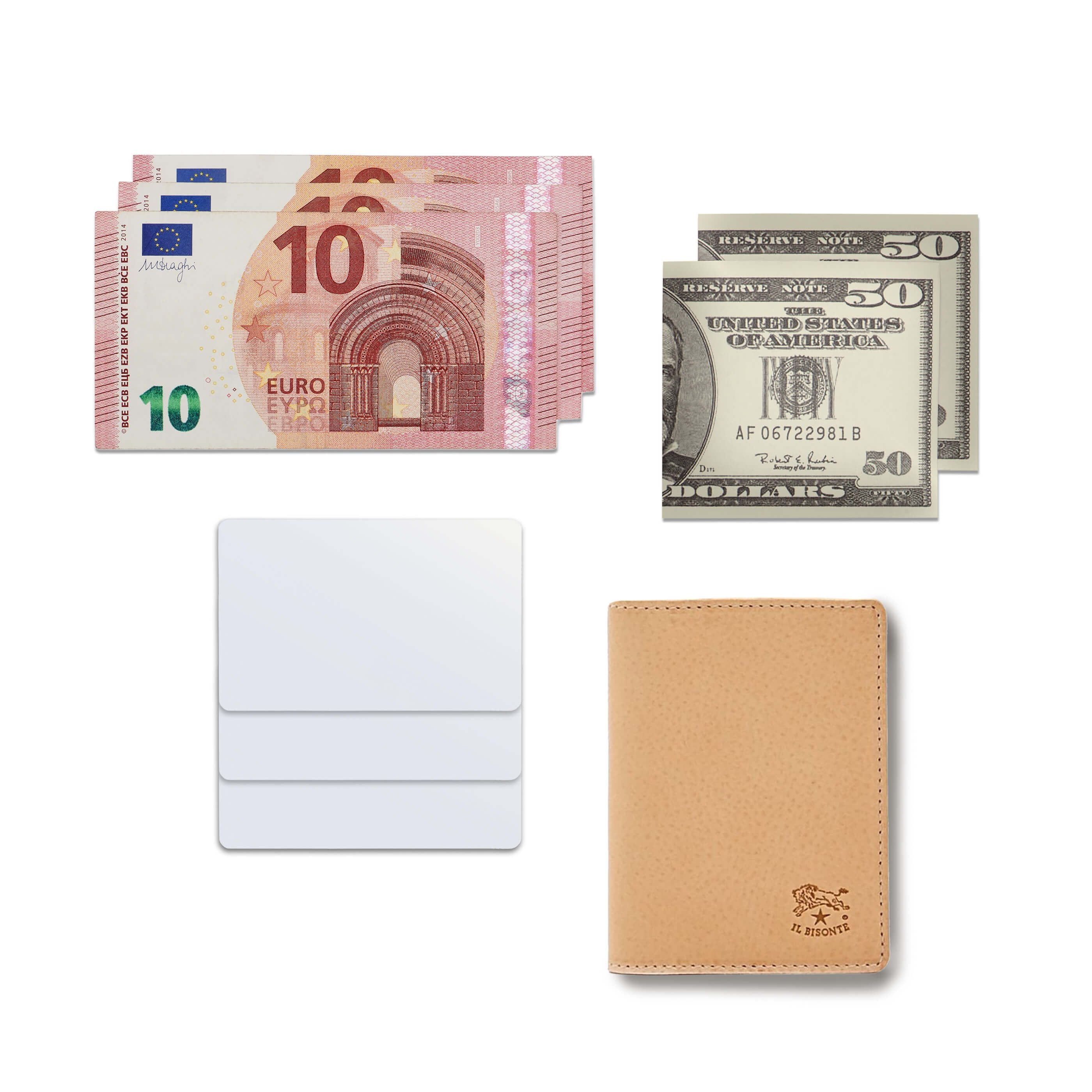 Card case in leather color natural