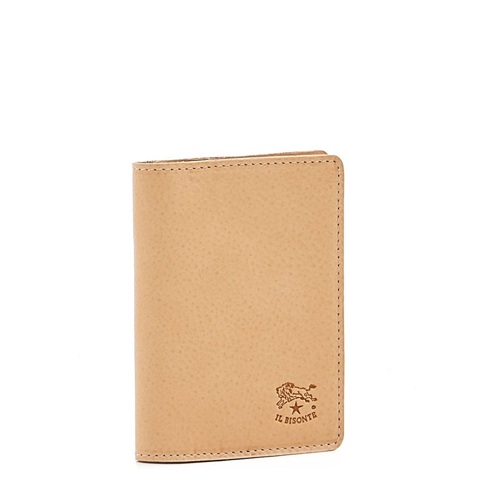 Card case in leather color natural