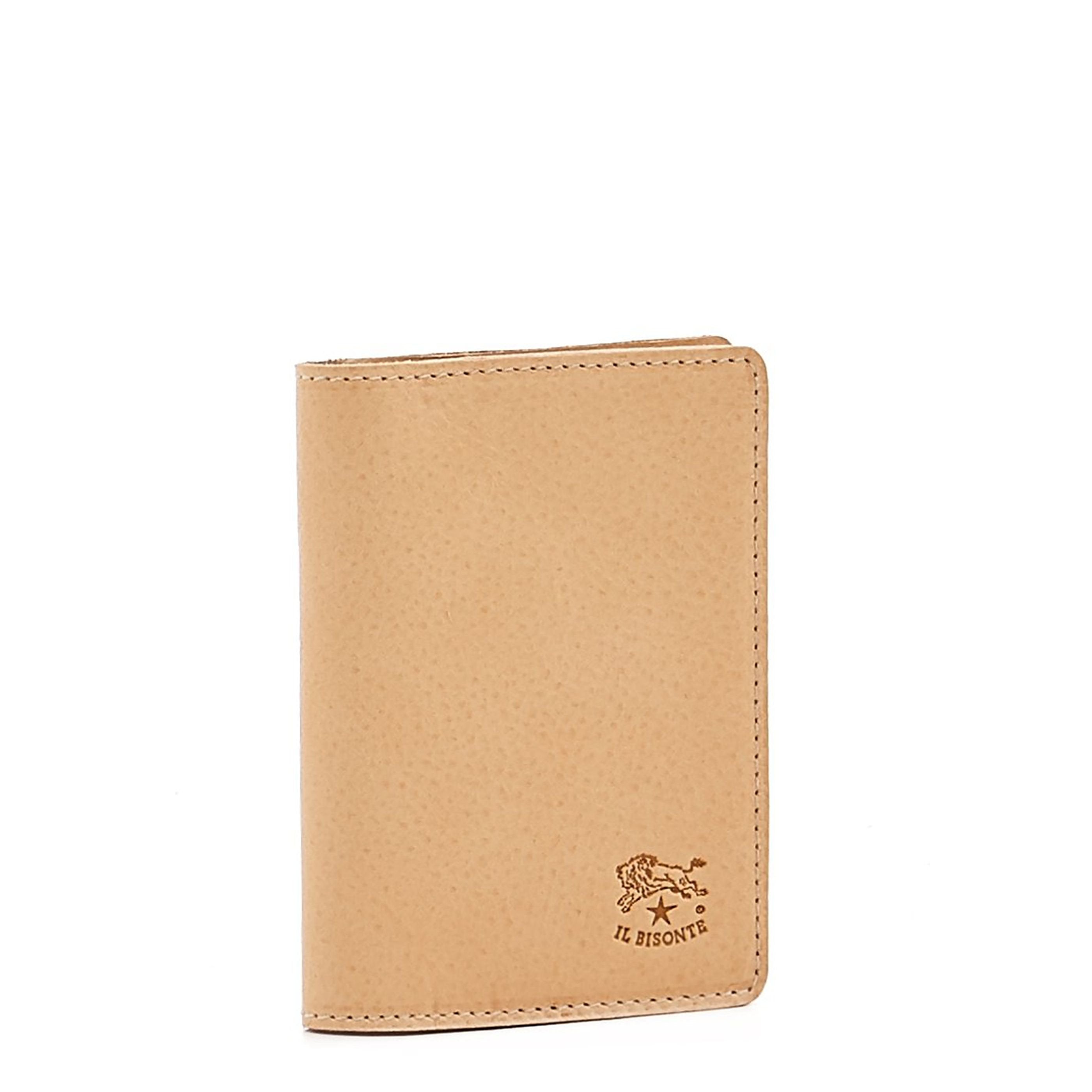 Card case in leather color natural