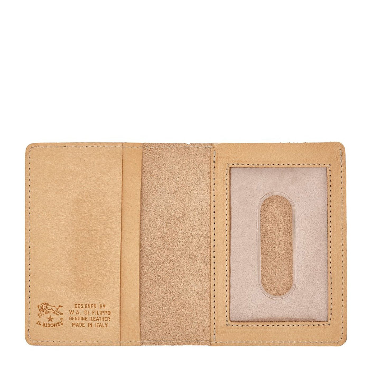 Card case in leather color natural
