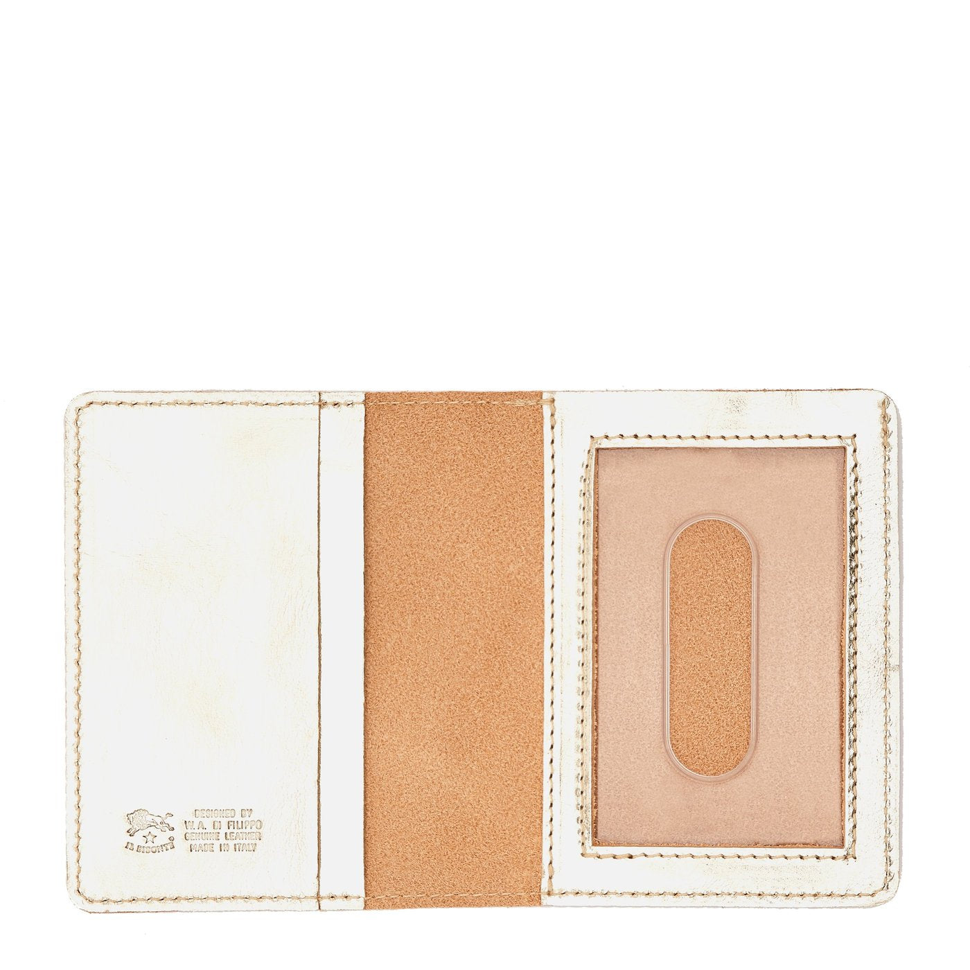 Card case in metallic leather color metallic platinum