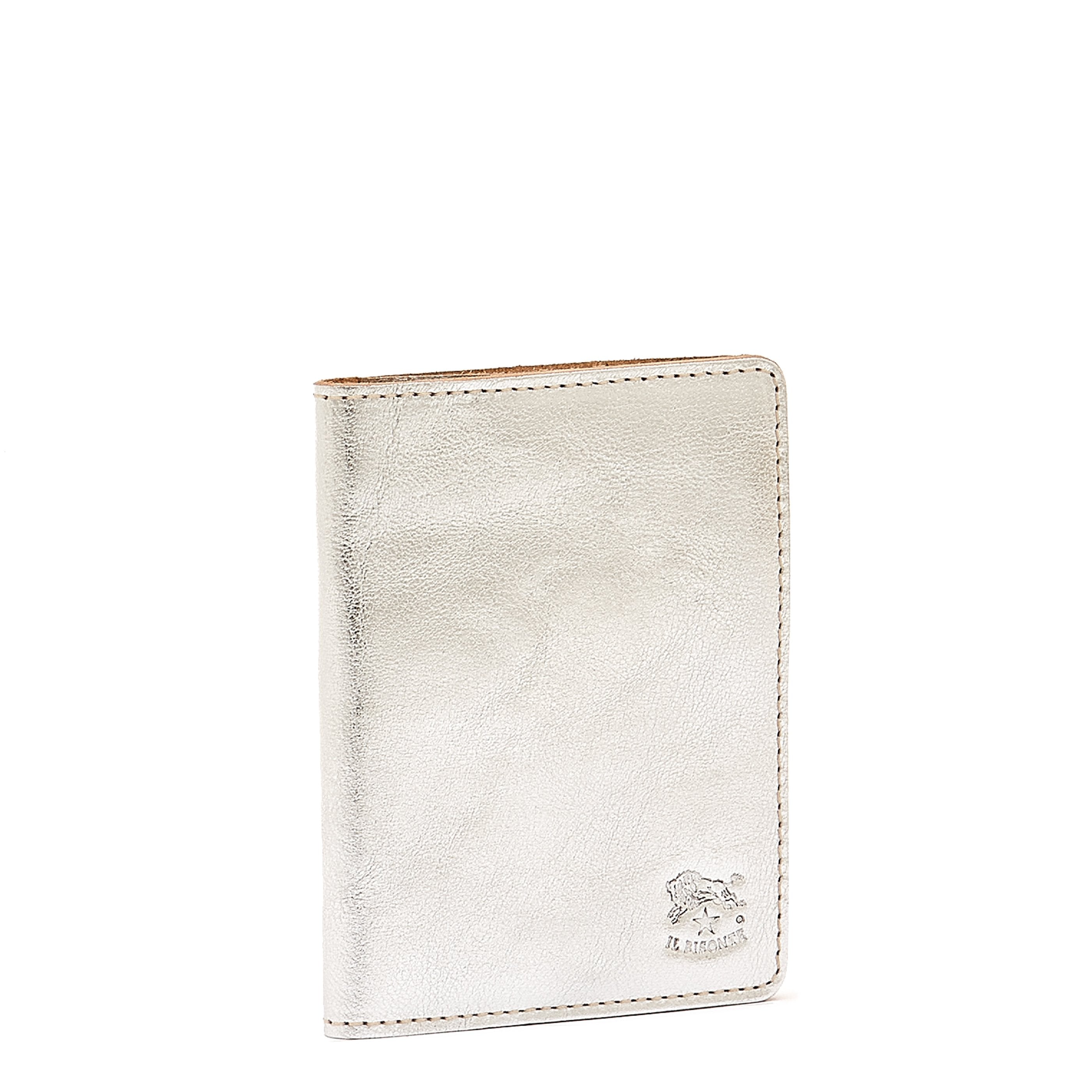 Card case in metallic leather color metallic silver