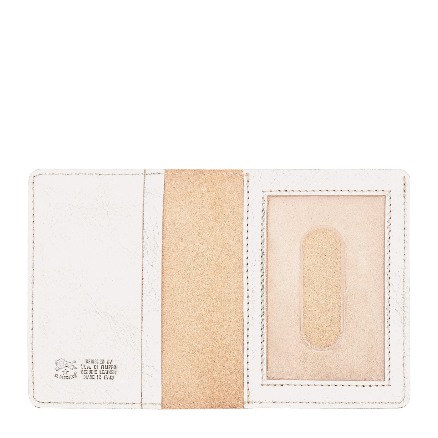 Card case in metallic leather color metallic silver