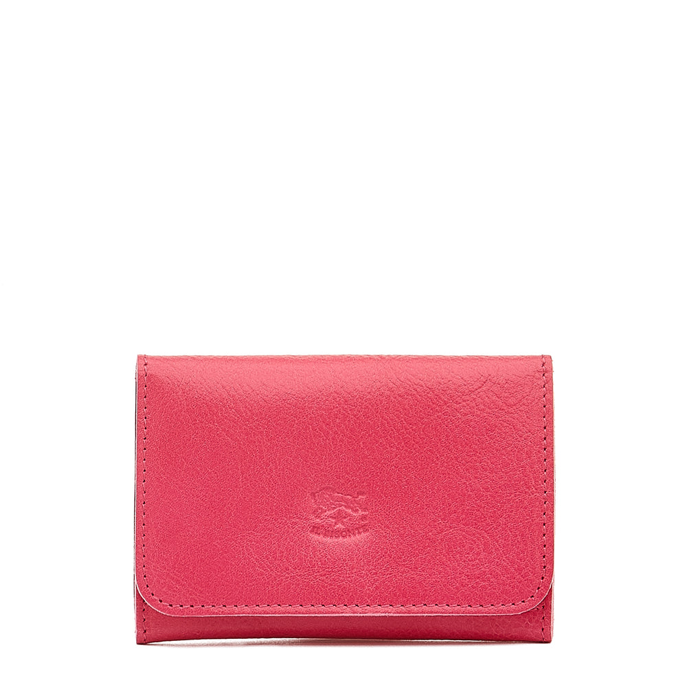 Card case in leather color azalea