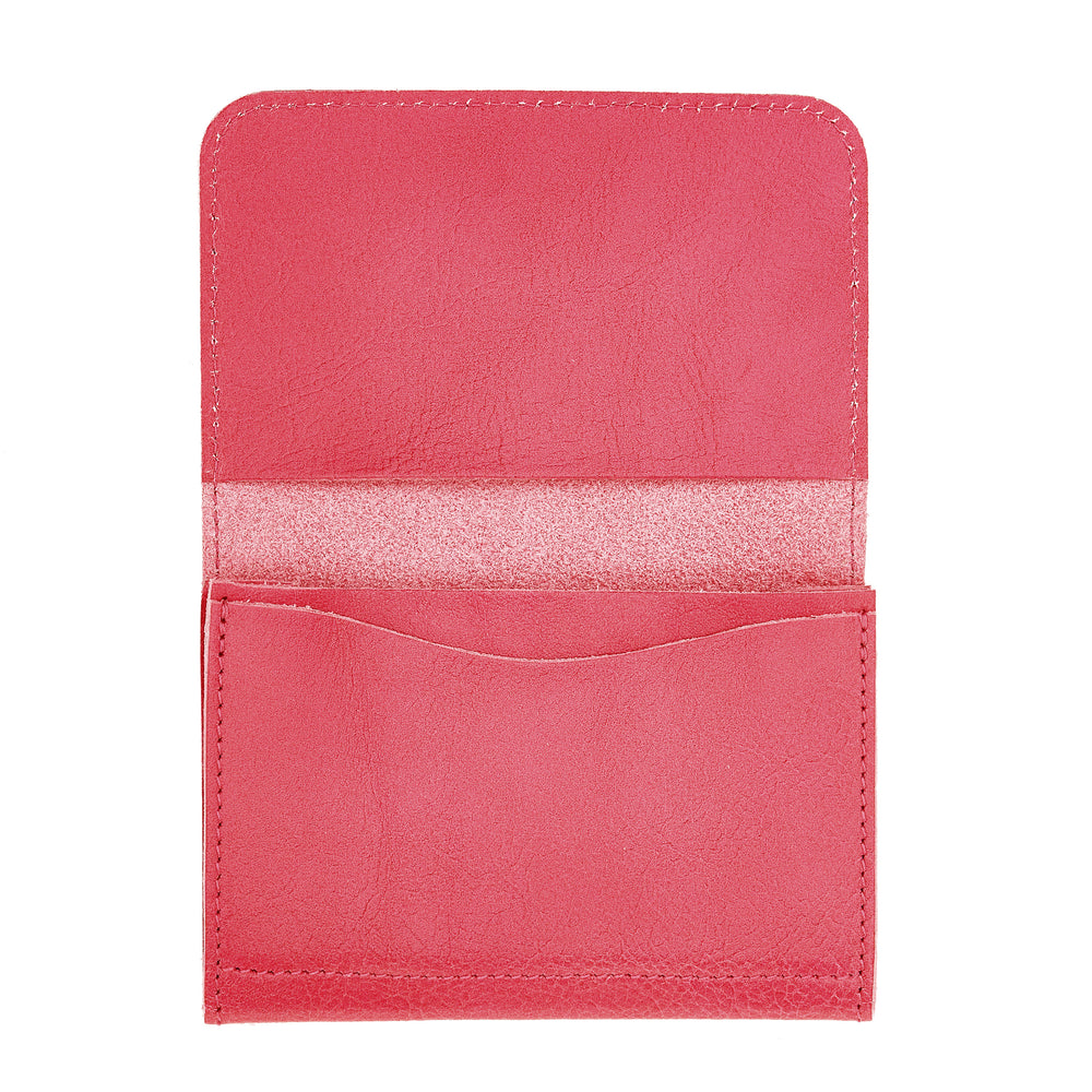 Card case in leather color azalea