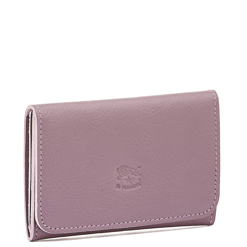 Card case in leather color wisteria