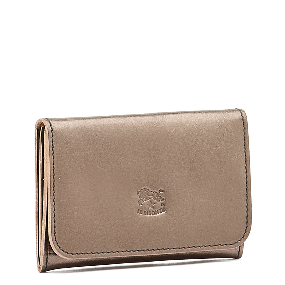 Card case in metallic leather color metallic bronze