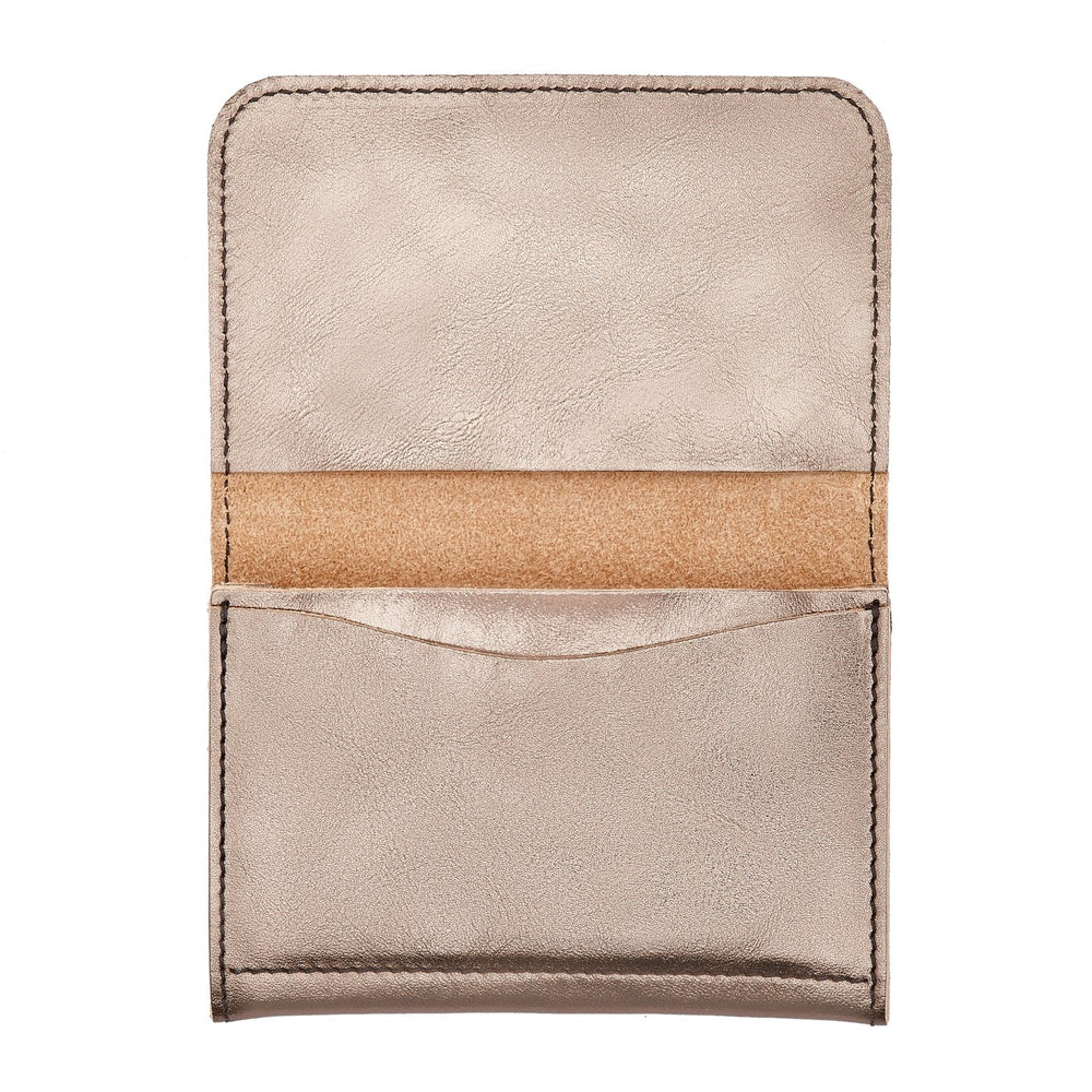 Card case in metallic leather color metallic bronze