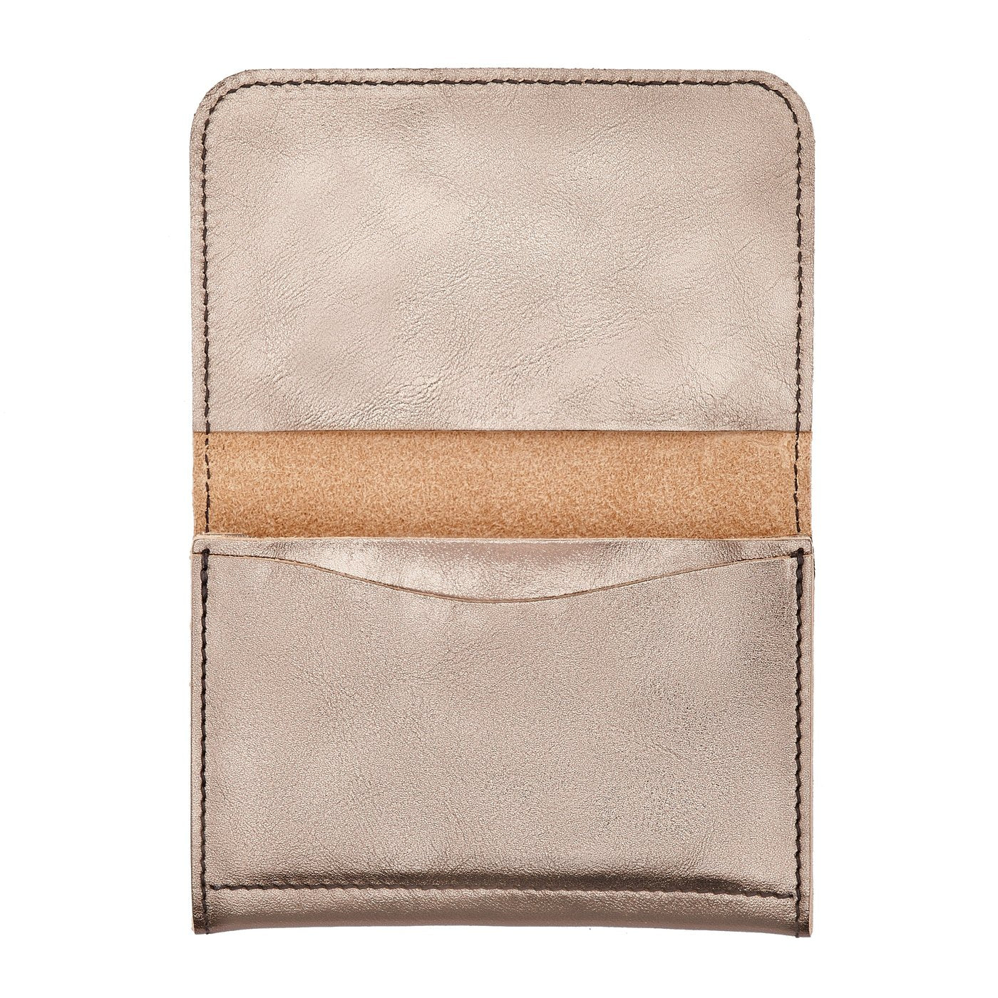 Card case in metallic leather color metallic bronze