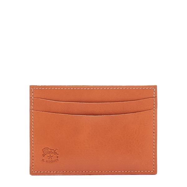 Card case in leather color caramel