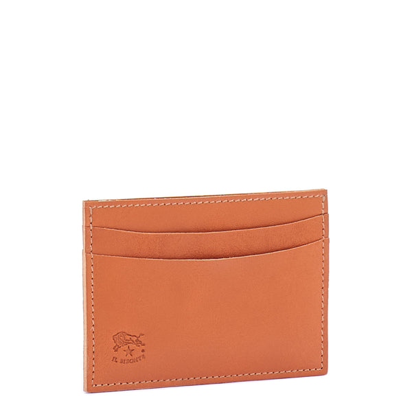 Porte-cartes en cuir couleur caramel