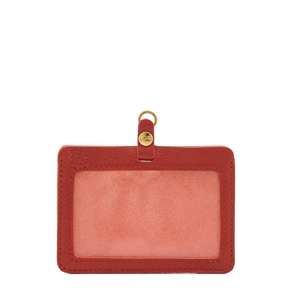 Card case in calf leather color red