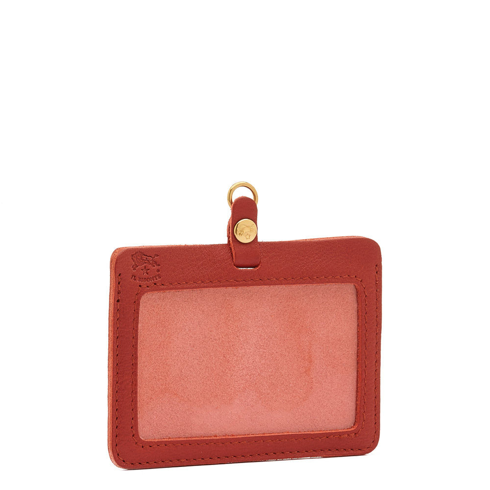 Card case in calf leather color red