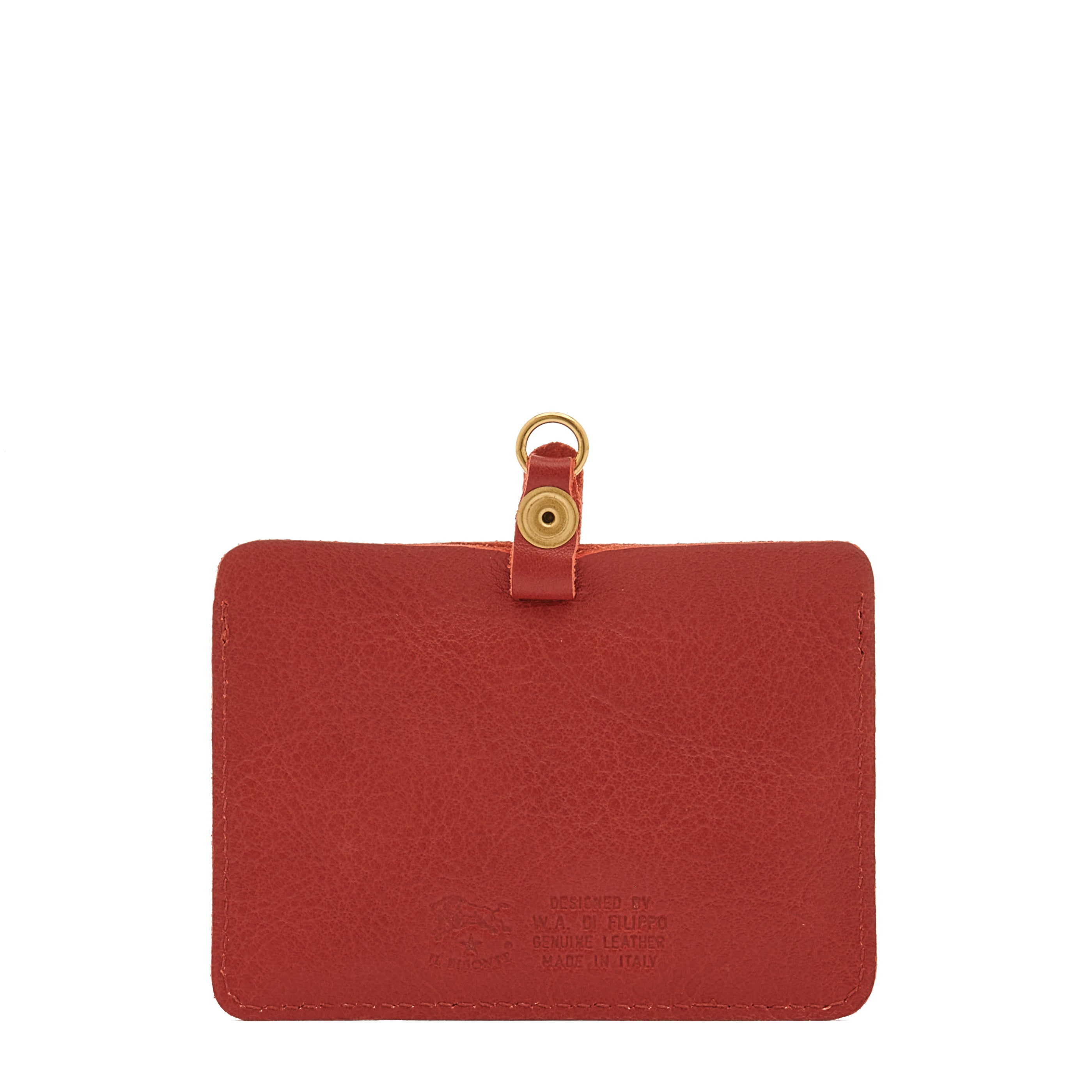 Card case in calf leather color red