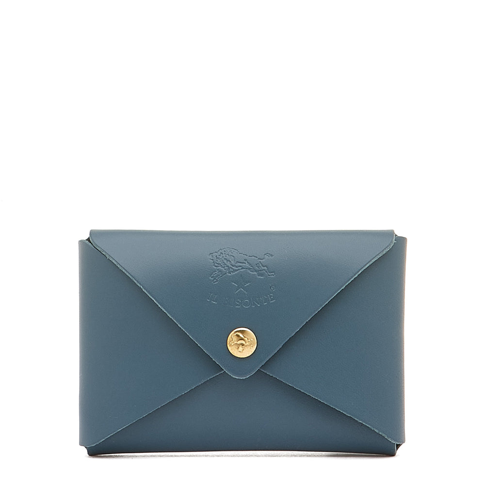 Sovana | Card case in leather color blue denim