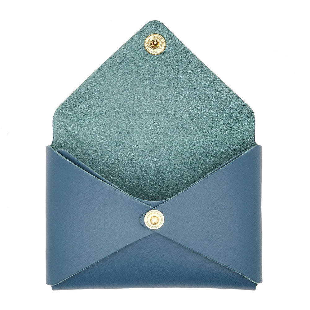 Sovana | Card case in leather color blue denim