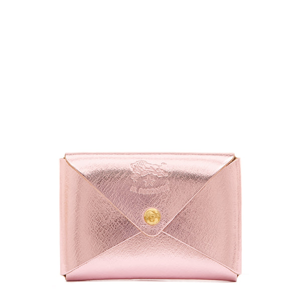 Sovana | Card case in metallic leather color pink