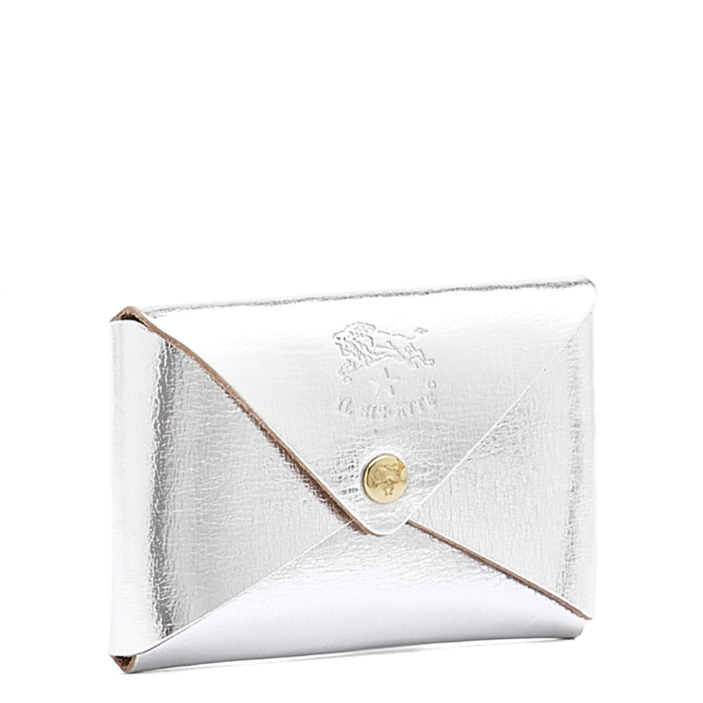 Sovana | Card case in metallic leather color metallic silver