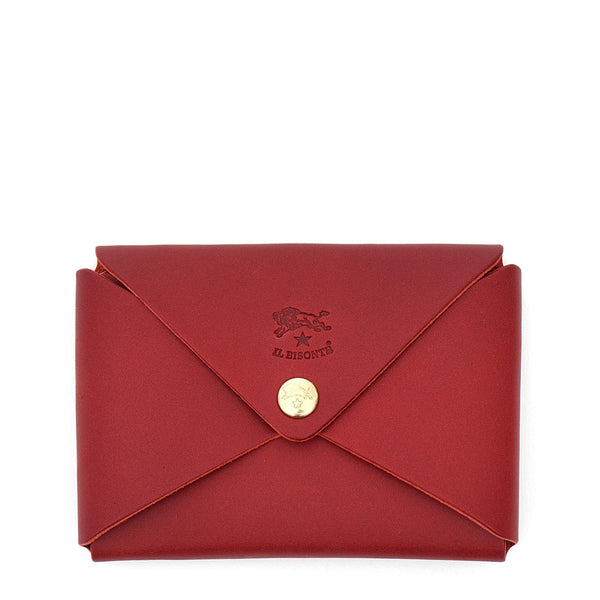 Sovana | Porte-cartes en cuir couleur rouge rubis