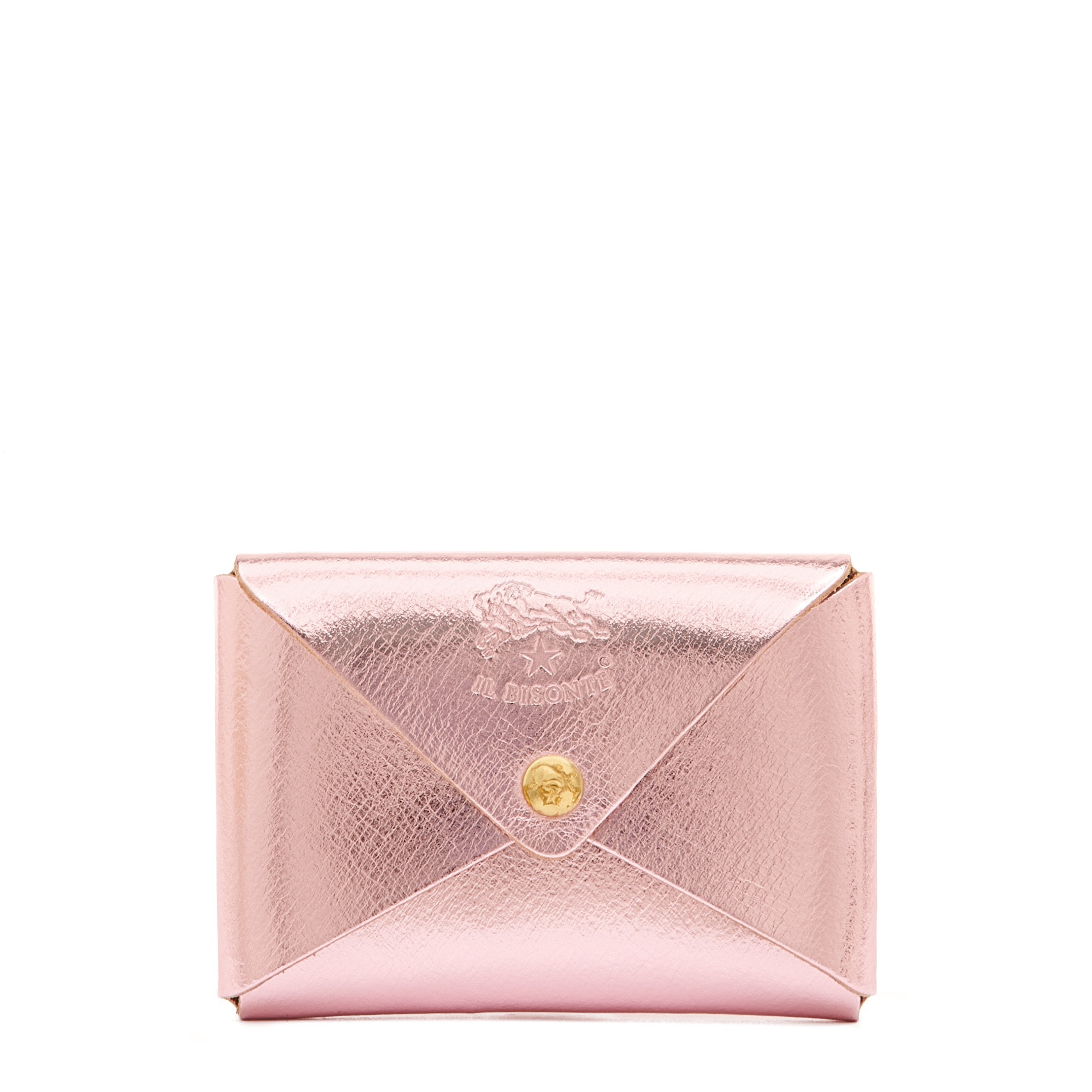 Sovana | Porta carte in pelle metallizzata colore rosa