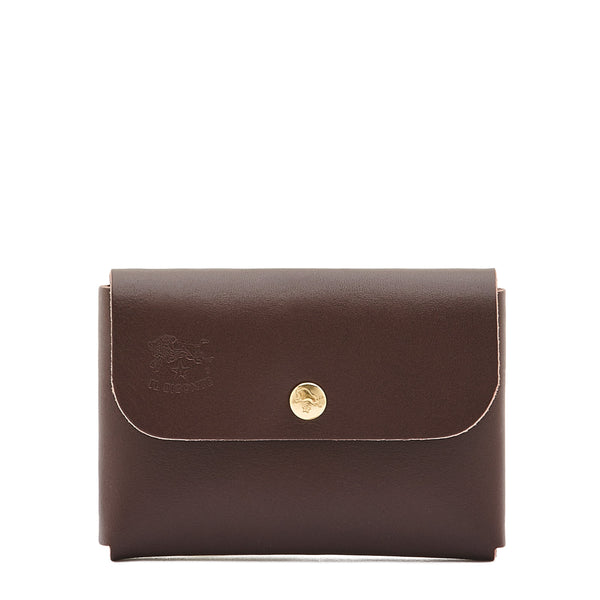 Card case in leather color brown
