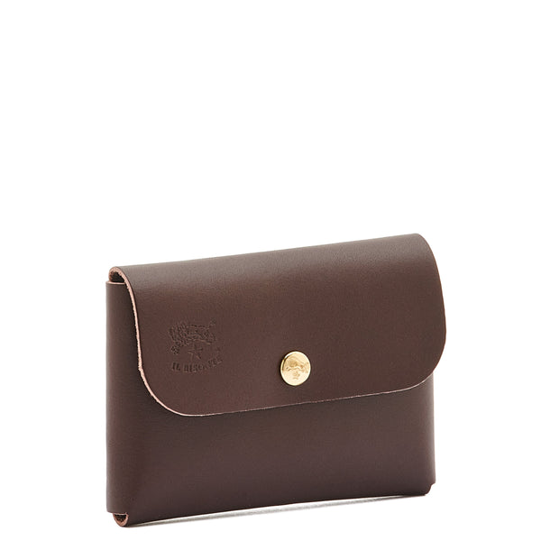 Card case in leather color brown
