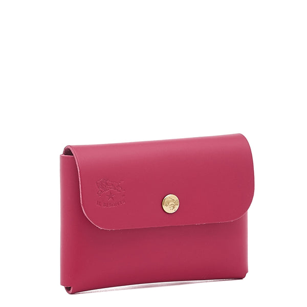 Card case in leather color cherry