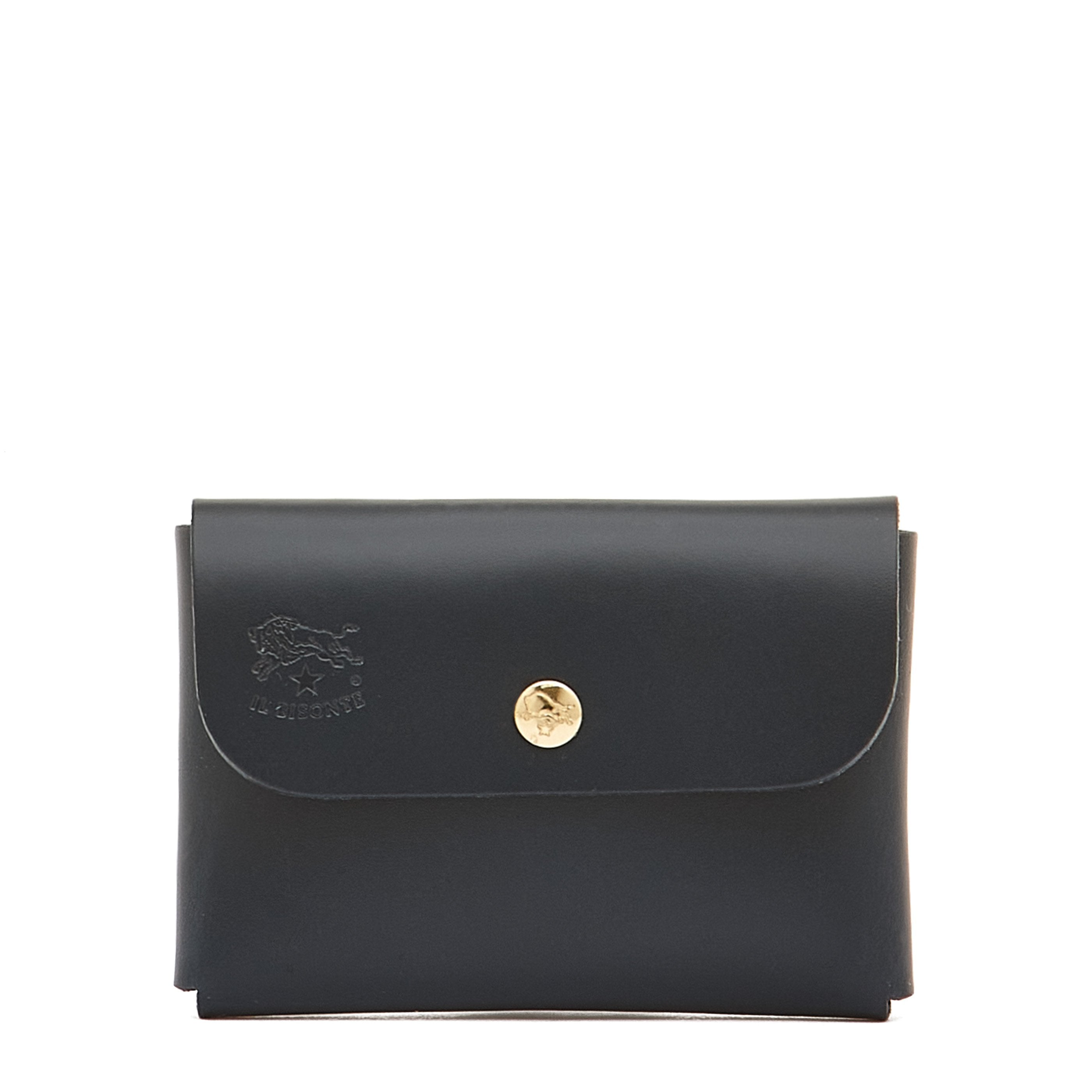 Card case in leather color blue