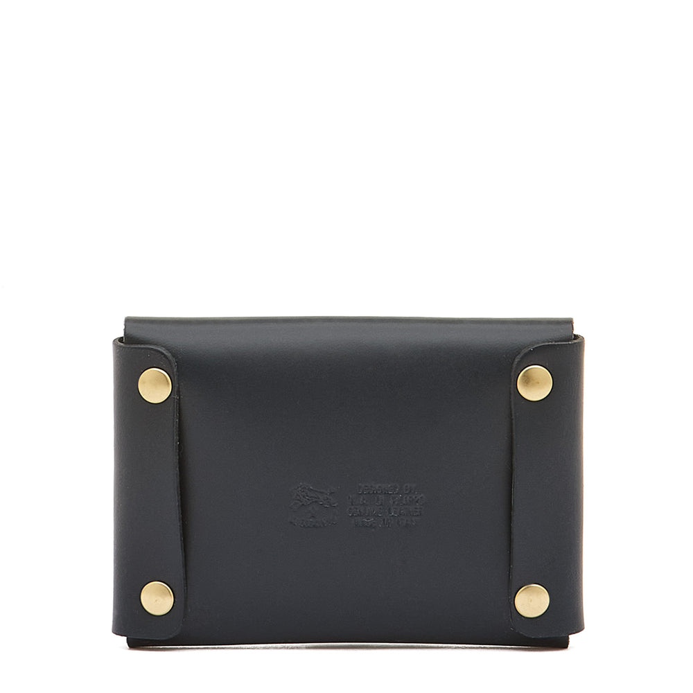 Card case in leather color blue