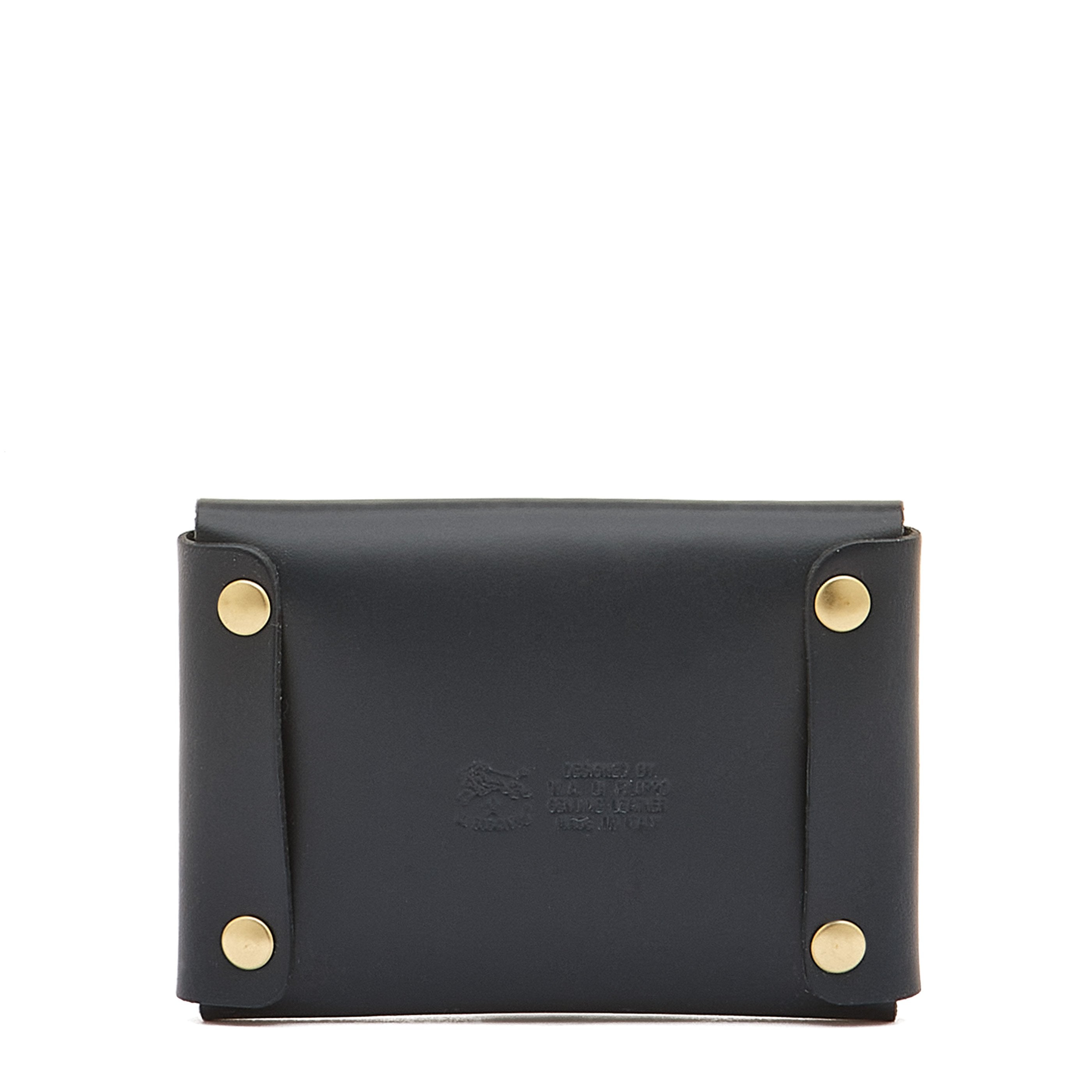 Card case in leather color blue