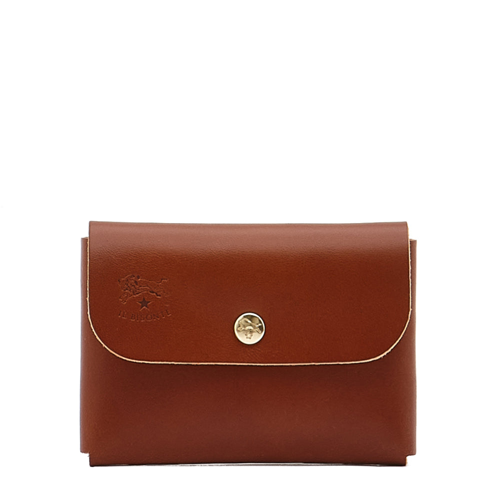 Card case in leather color sepia