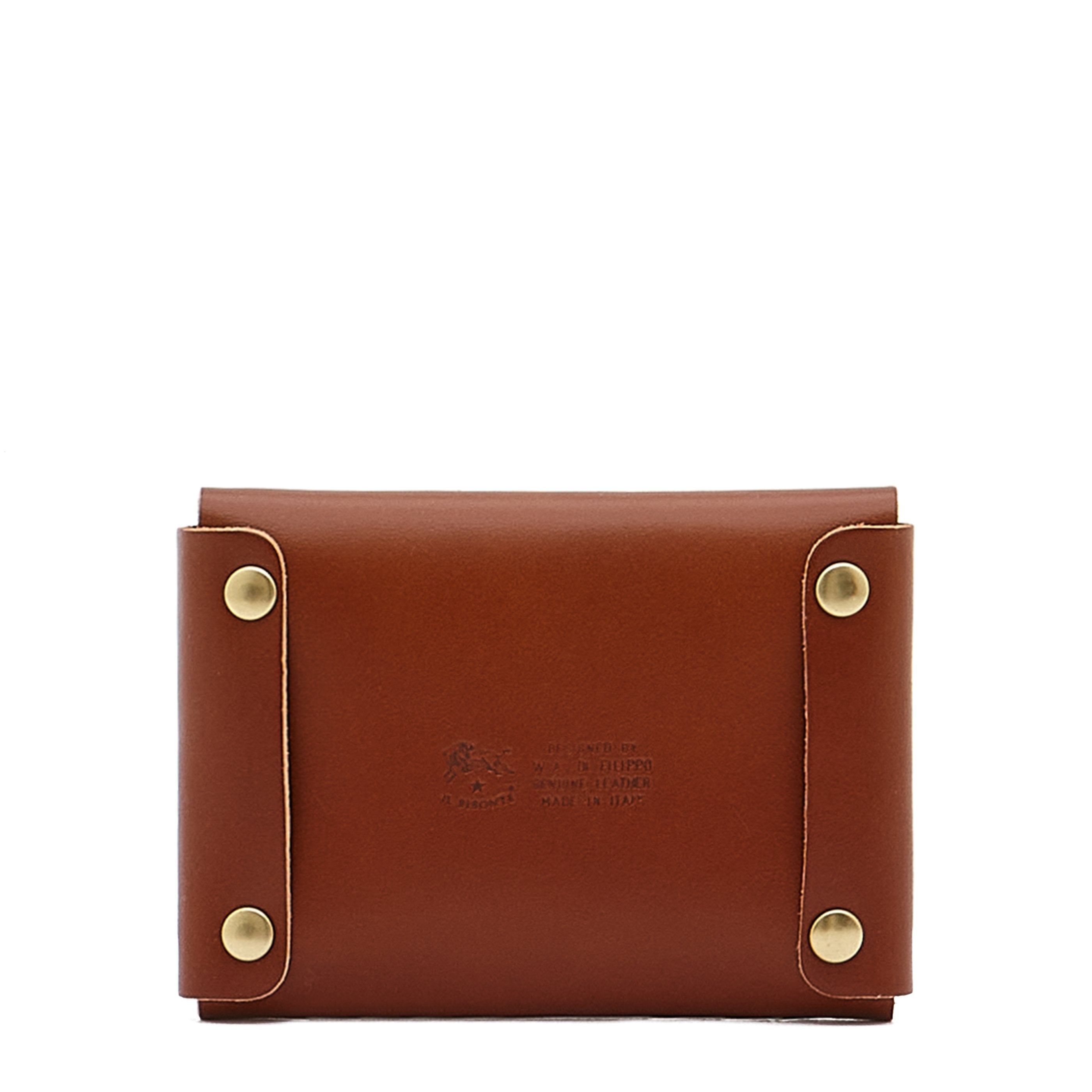 Card case in leather color sepia