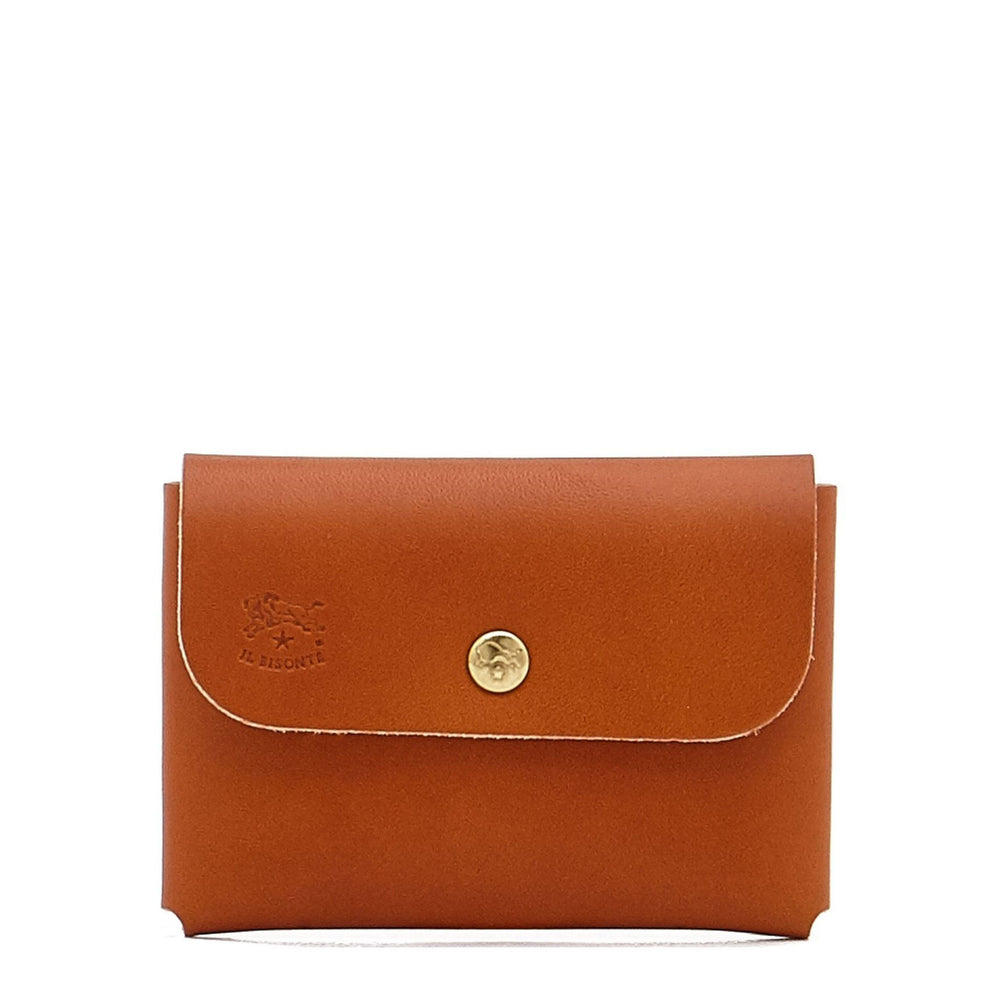 Card case in leather color caramel