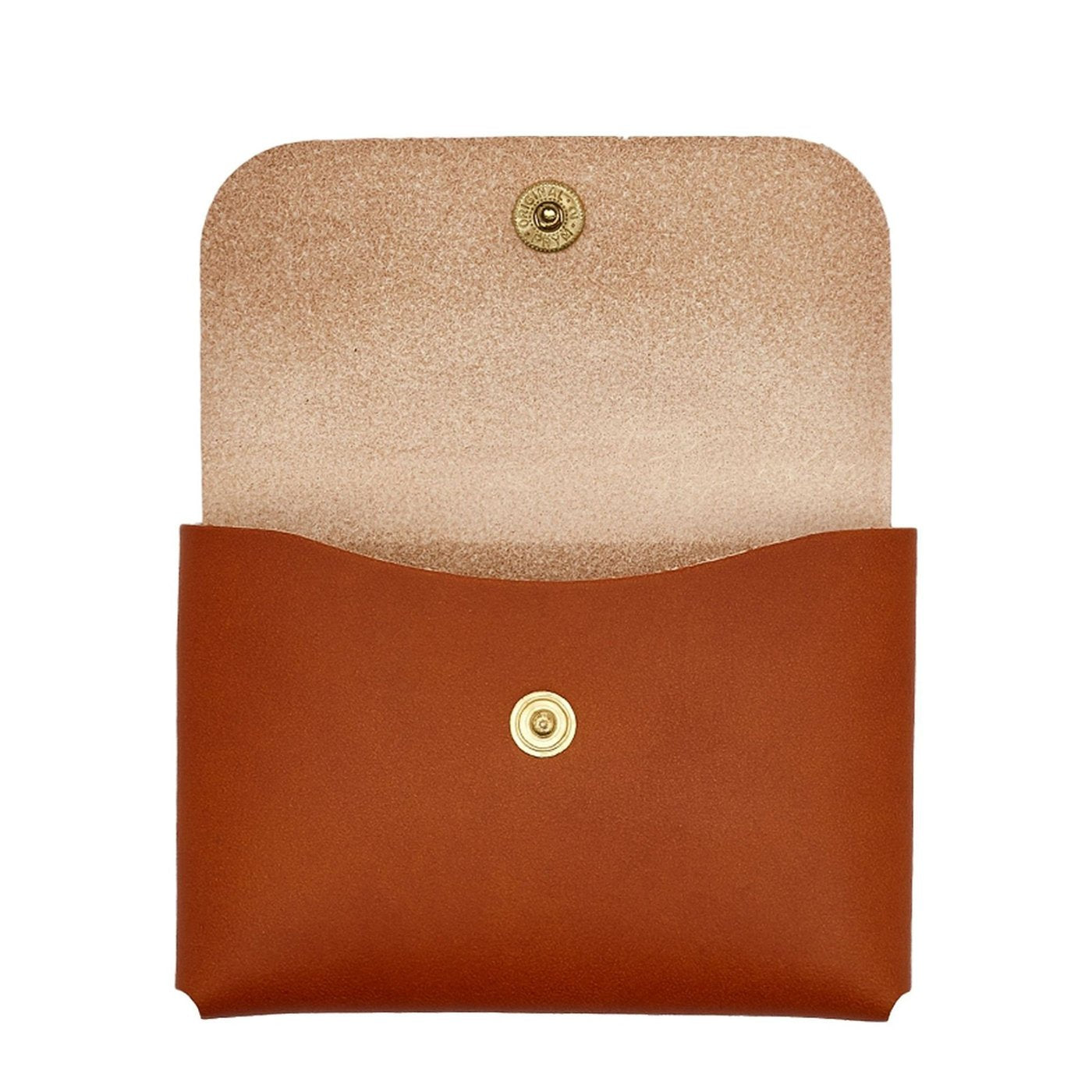Card case in leather color caramel