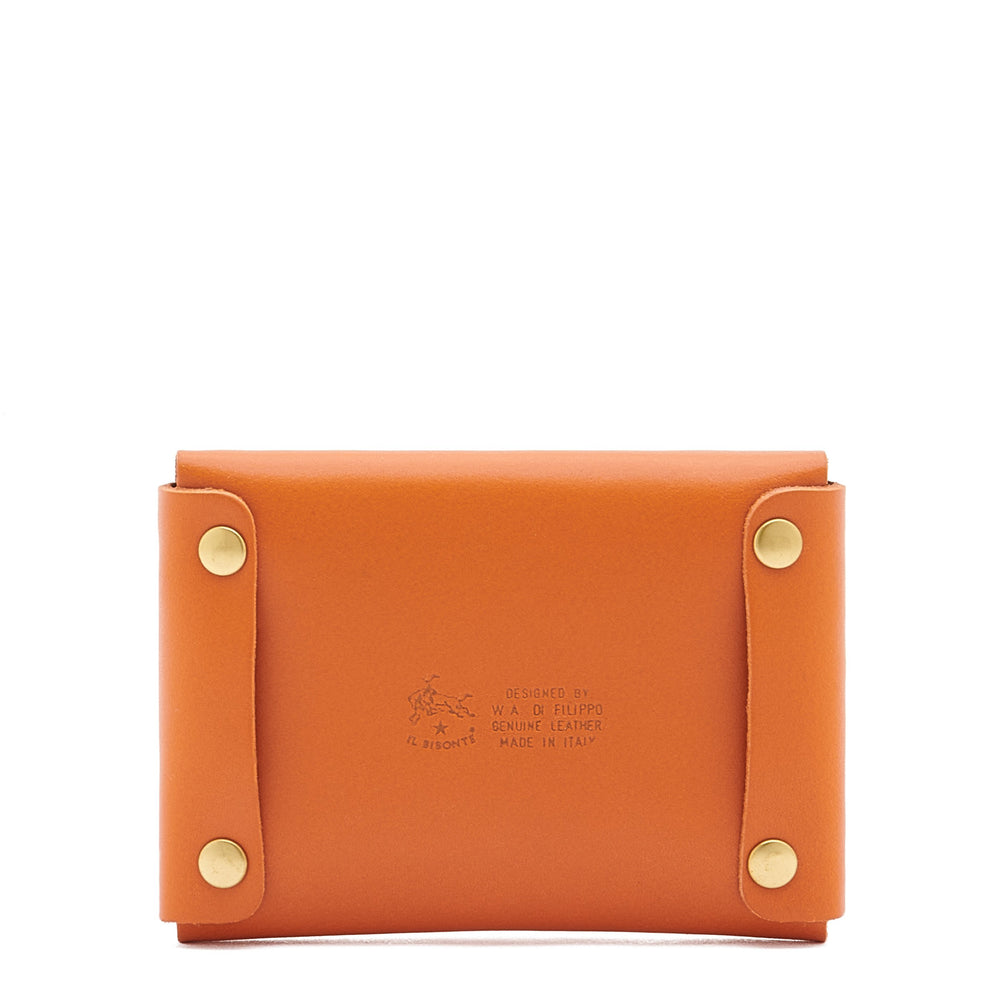 Card case in leather color orange