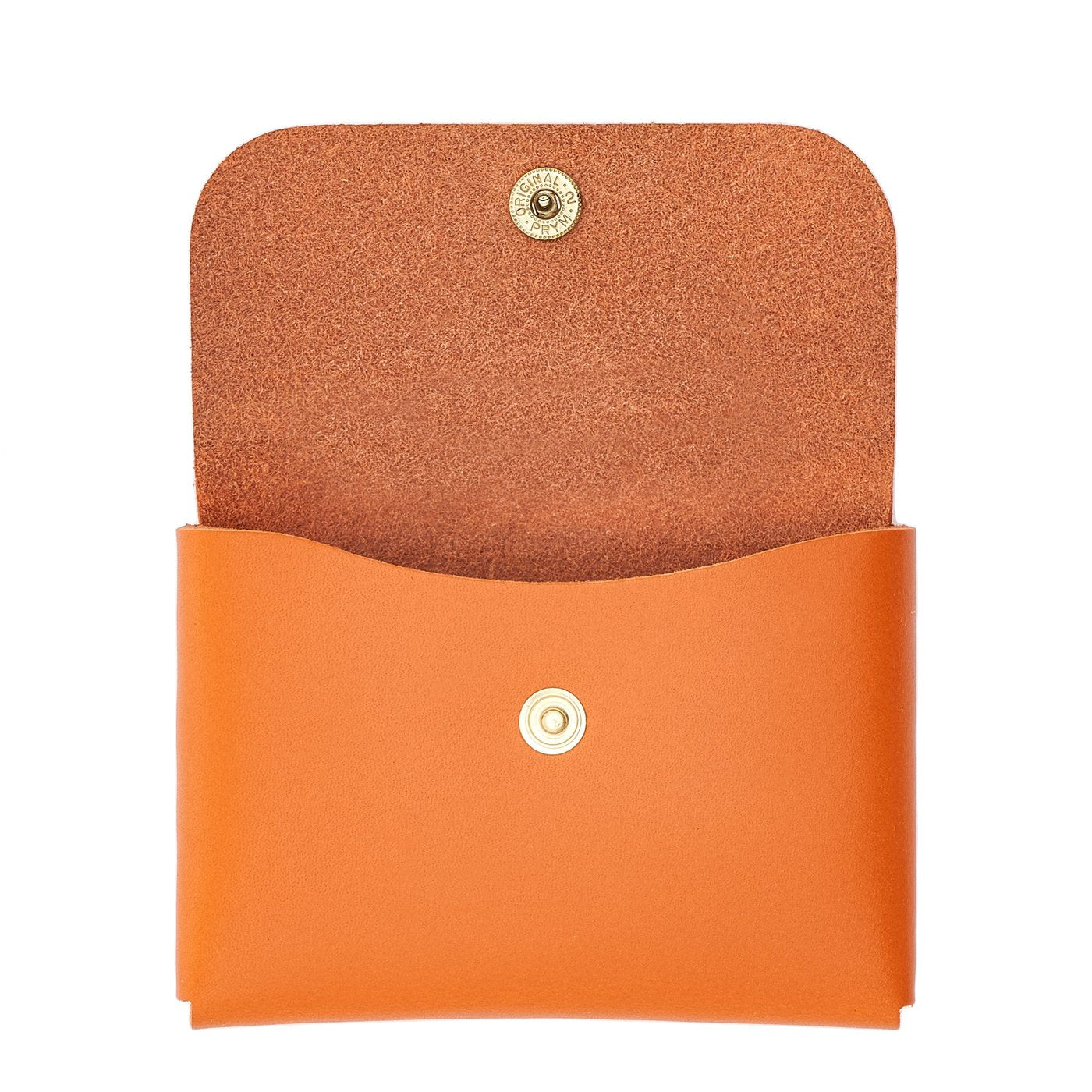 Card case in leather color orange