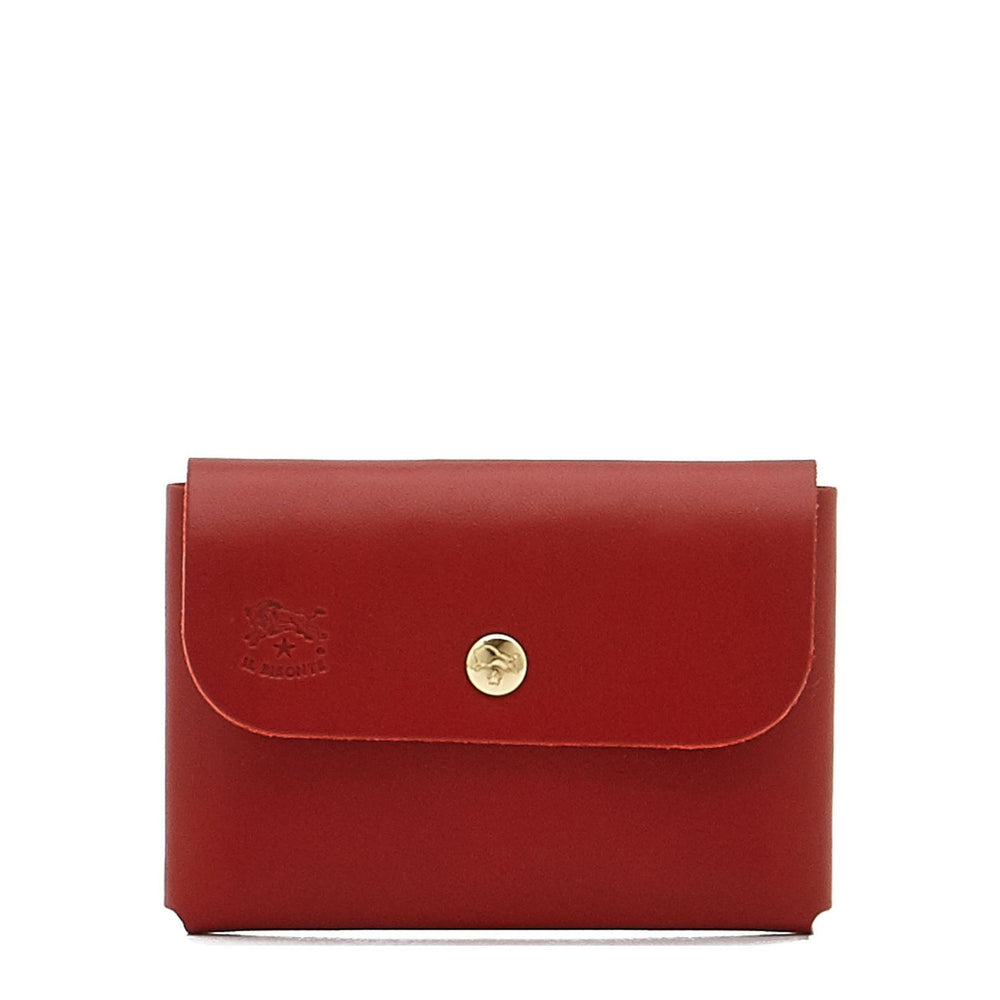 Card case in leather color  ruby red