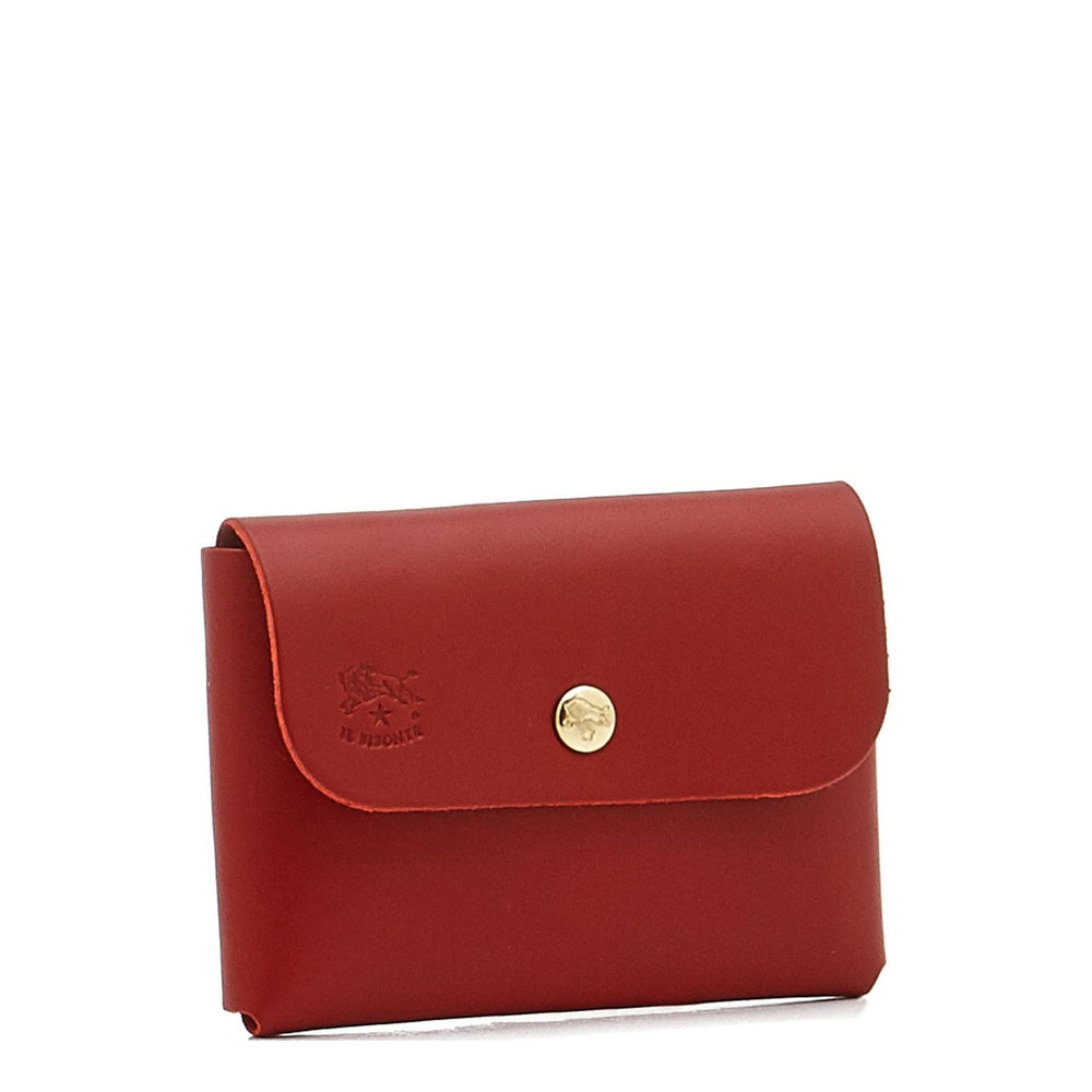 Card case in leather color  ruby red