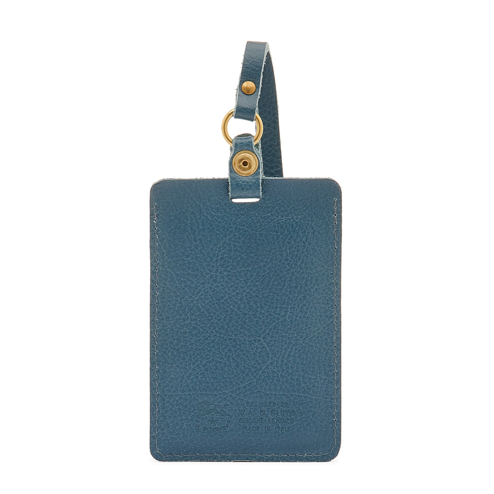 Porta carte in pelle colore blu denim