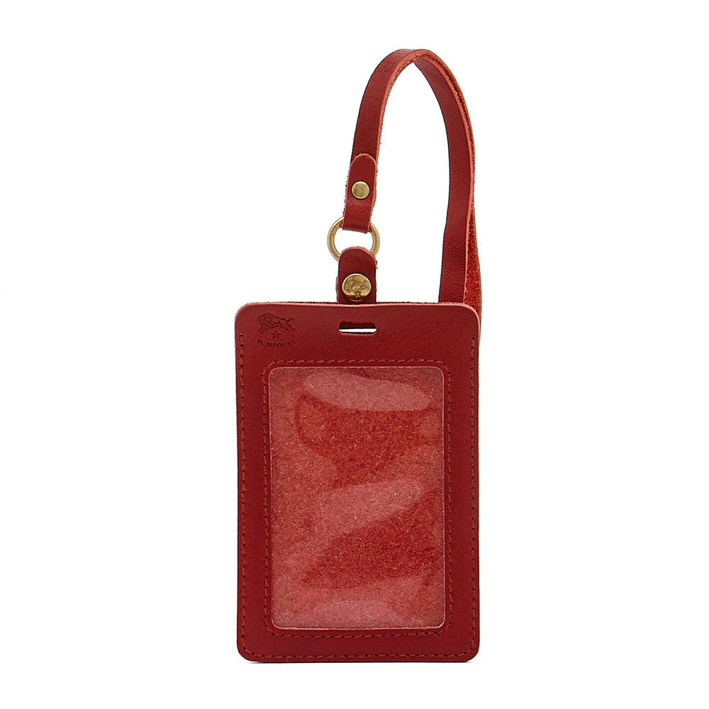 Card case in calf leather color red