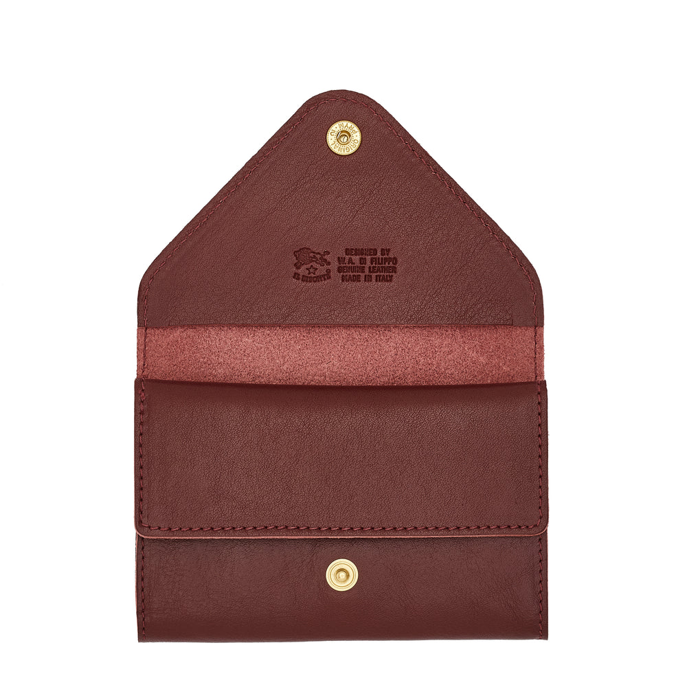 Uffizi | Card case in leather color black cherry