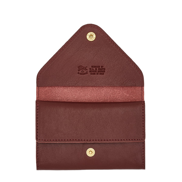 Uffizi | Card case in leather color black cherry