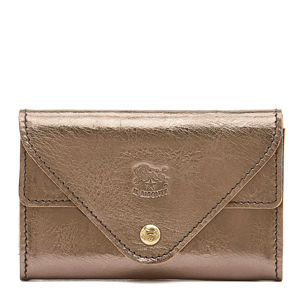 Uffizi | Card case in metallic leather color metallic bronze